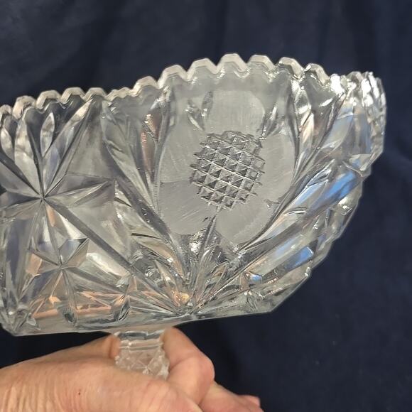 Stunning Jardiniere 24% Lead Hand Cut Lead Crystal Helena Stem Centerpiece 327 - Picture 5 of 11